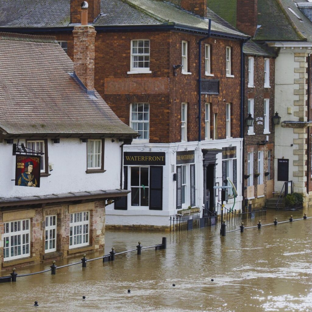 Streets of a city flooded